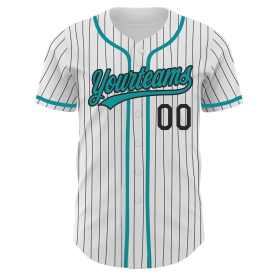 Benutzerdefinierte Marineblau Neon Baseball Weiß Nadelstreifen Grün Authentic Jersey